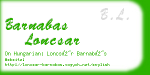 barnabas loncsar business card